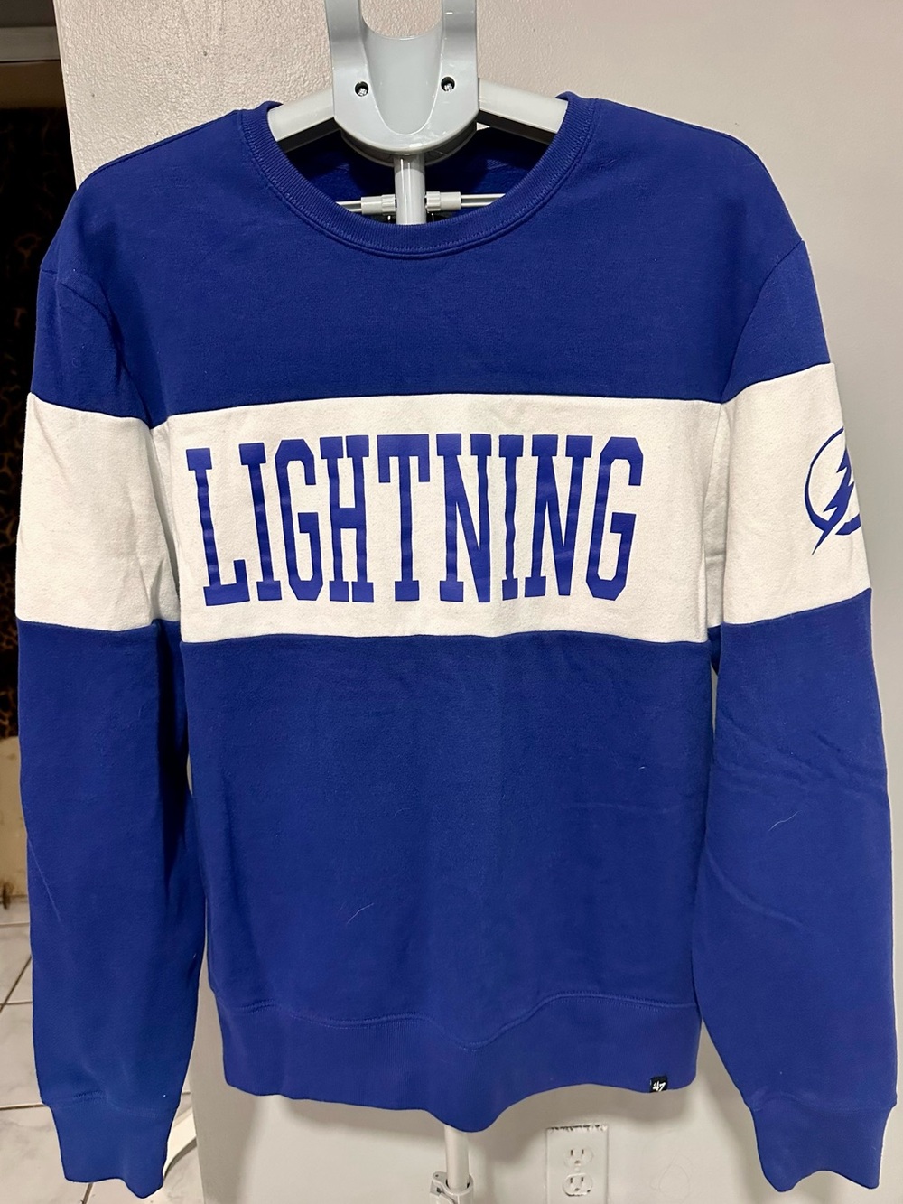 47 Brand Blue & White LIGHTNING Crewneck Sweatshirt